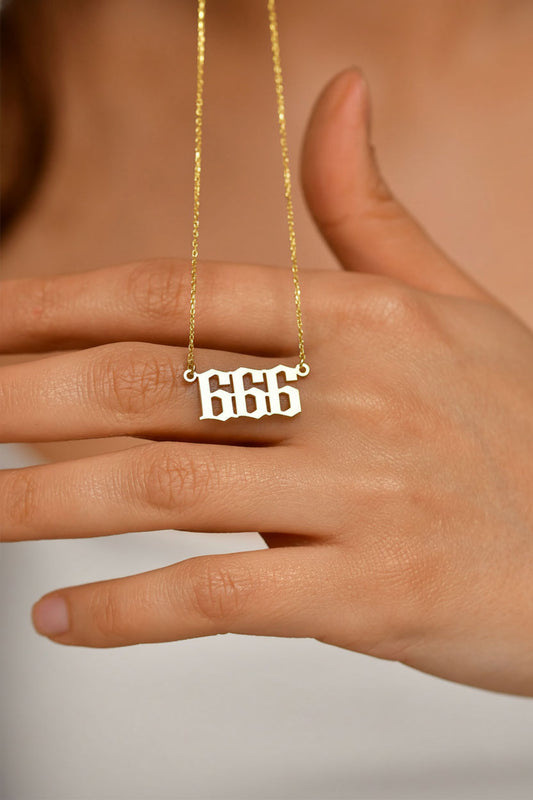 925 Ayar Gold 666 Melek Sayısı Gümüş Odak Kolyesi