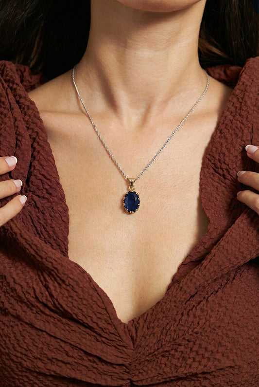 Safir Taşlı Otantik Gümüş Kadın Set