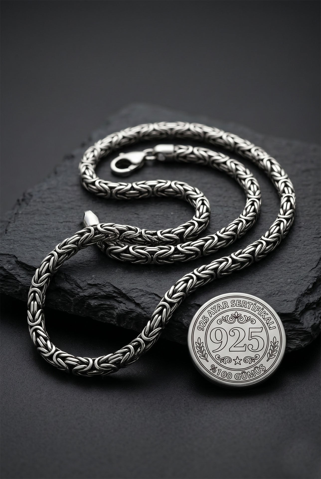 925 Ayar Gümüş Erkek Kral Zincir Kolye - Tıraşlı Kare Model (2mm - 50 - 60cm)