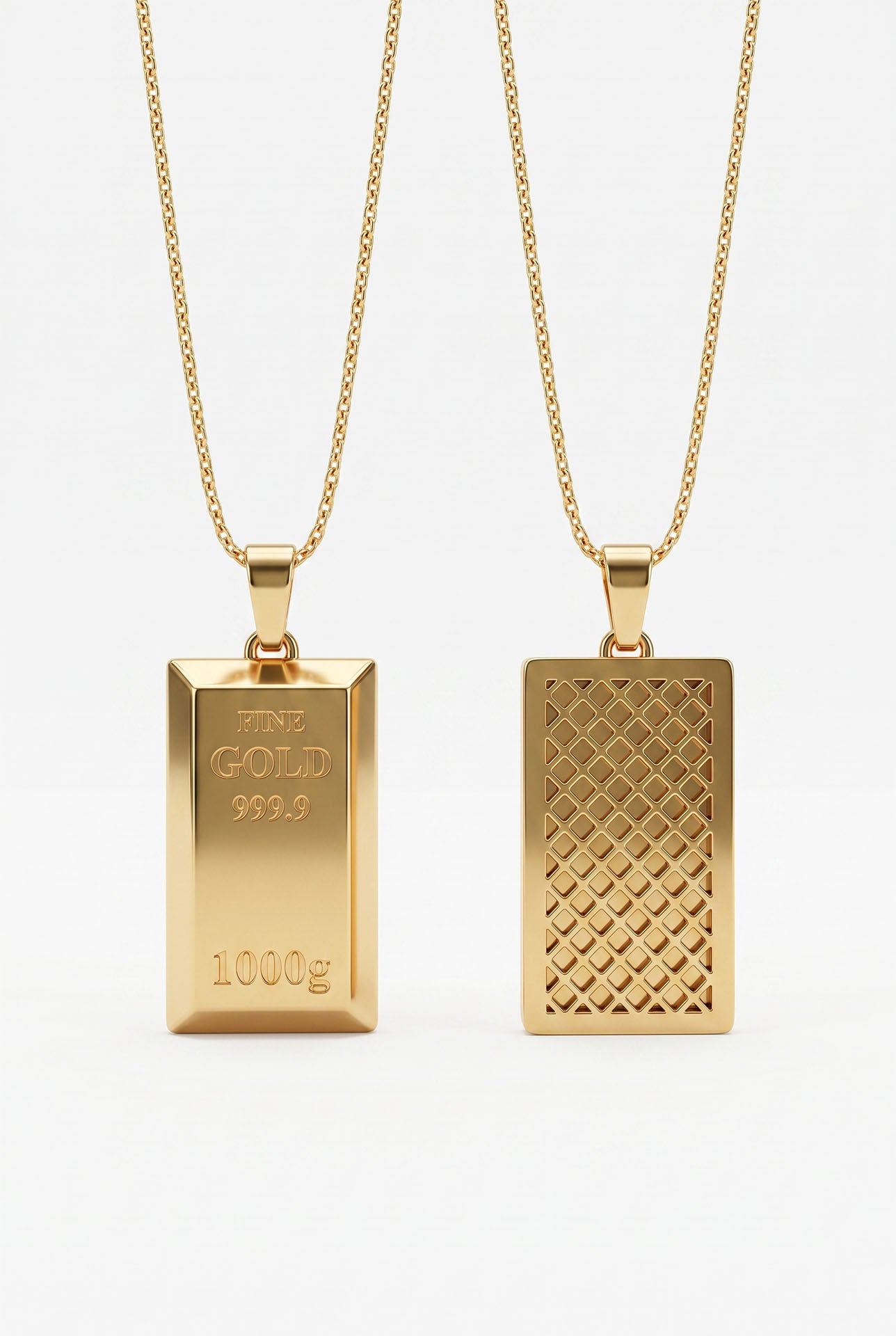925 Ayar Gümüş Gold Renk Minyatür Altın Külçe Modelli Tasarım Gümüş Kolye