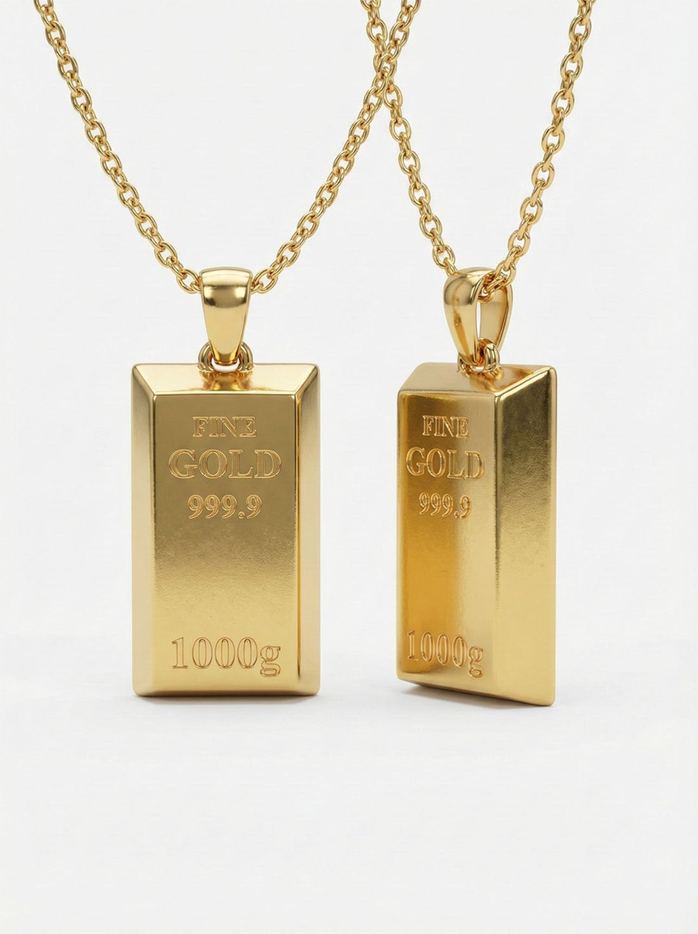 925 Ayar Gümüş Gold Renk Minyatür Altın Külçe Modelli Tasarım Gümüş Kolye