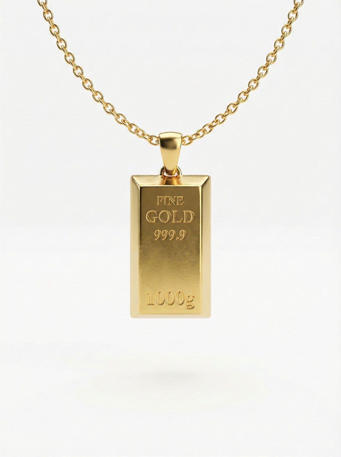925 Ayar Gümüş Gold Renk Minyatür Altın Külçe Modelli Tasarım Gümüş Kolye