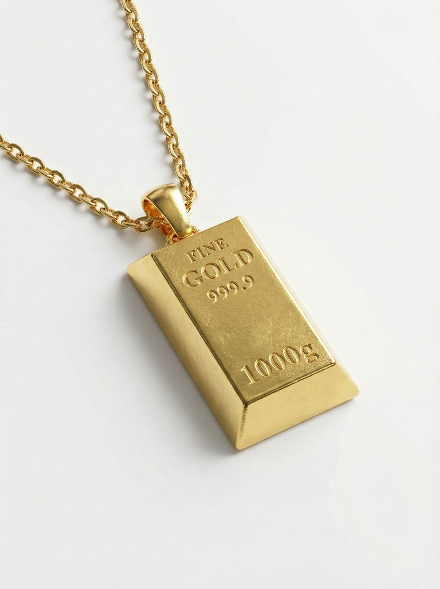 925 Ayar Gümüş Gold Renk Minyatür Altın Külçe Modelli Tasarım Gümüş Kolye