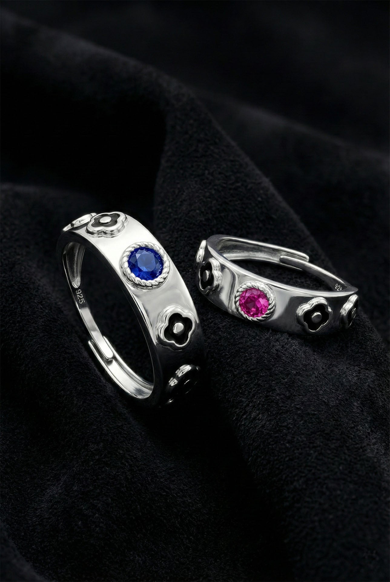 925 Ayar Gümüş Howl's Moving Castle Yürüyern Şato Ayarlanabilir Çift Yüzüğü Seti