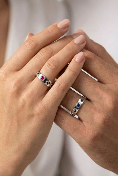 925 Ayar Gümüş Howl's Moving Castle Yürüyern Şato Ayarlanabilir Çift Yüzüğü Seti