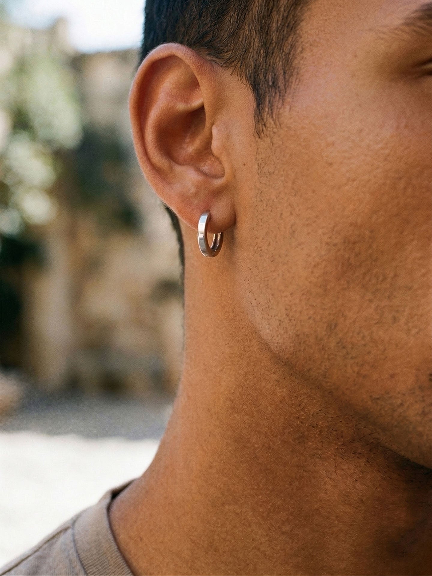 925 Ayar Gümüş Rodyum Kaplama Yuvarlak Unisex Halka Küpe - Çift (2x14mm)