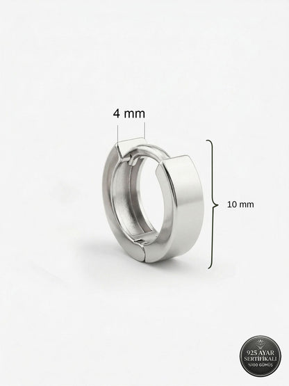 925 Ayar Gümüş Rodyum Kaplama Yuvarlak Unisex Huggie Halka Küpe - Çift (4x11mm)