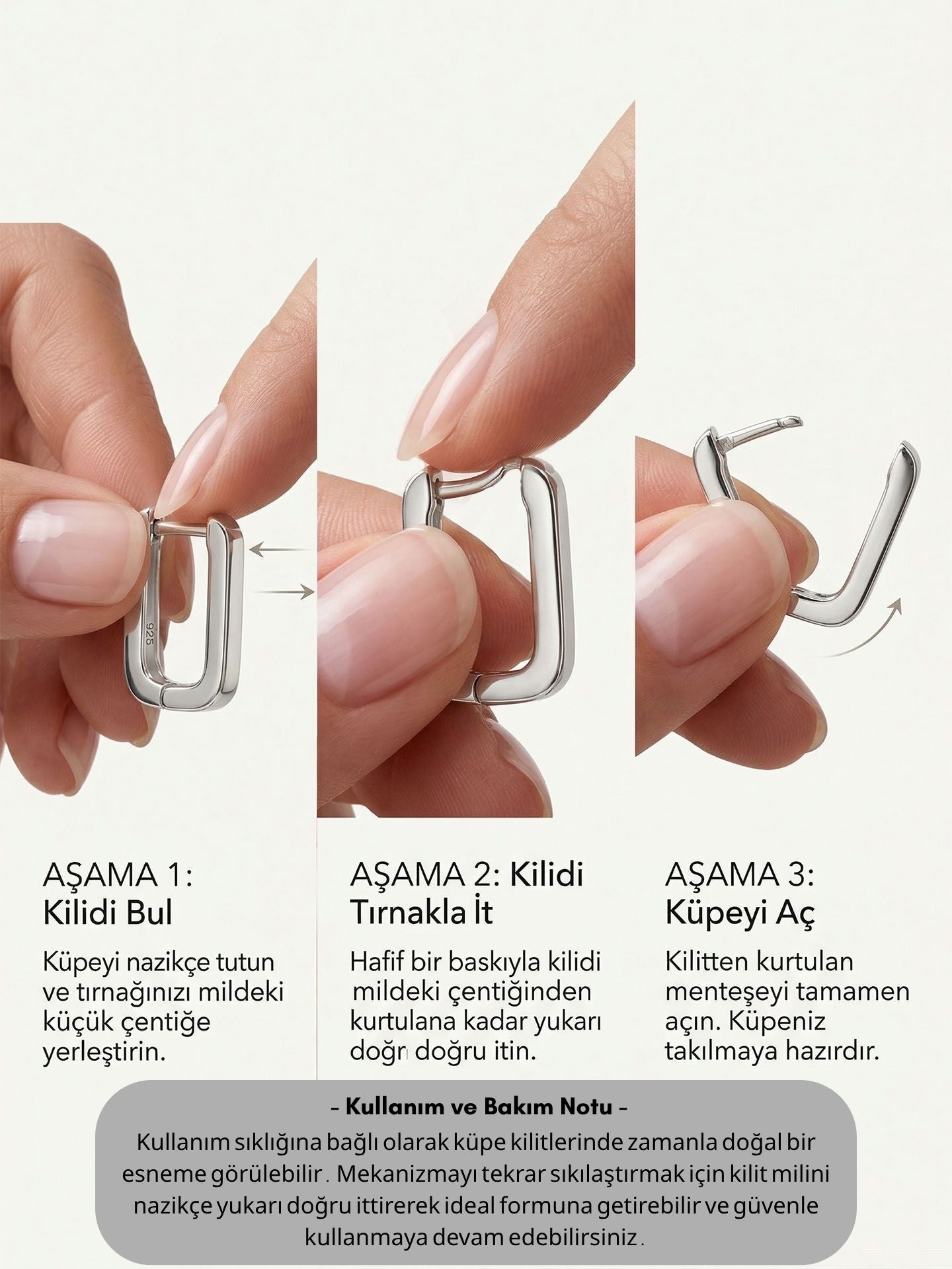 925 Ayar Gümüş Rodyum Renk Zirkon Taşlı İki Sıra Huggie Halka Küpe - Küçük