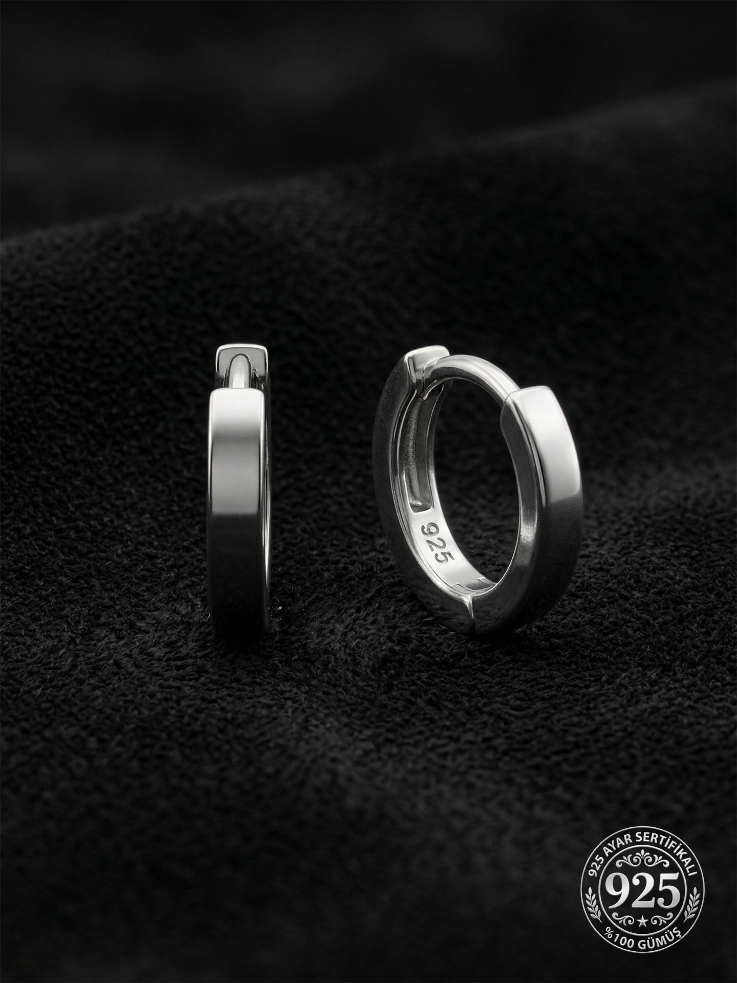 925 Ayar Gümüş Rodyum Kaplama Yuvarlak Tragus - Piercing Halka Küpe - Çift (2x9mm)