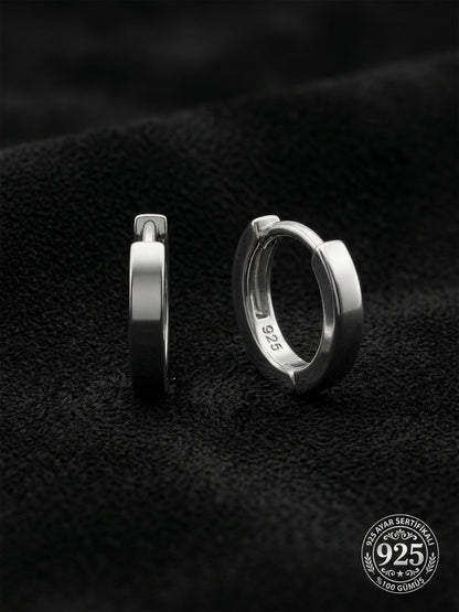925 Ayar Gümüş Rodyum Kaplama Yuvarlak Tragus - Piercing Halka Küpe - Çift (2x9mm)