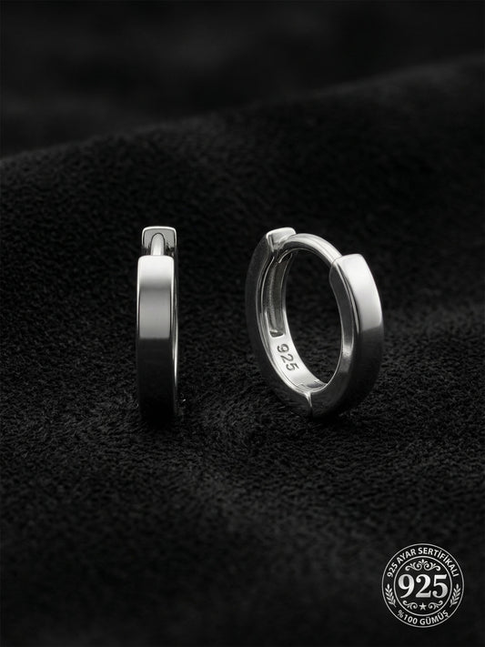 925 Ayar Gümüş Rodyum Kaplama Yuvarlak Tragus - Piercing Halka Küpe - Çift (2x9mm)