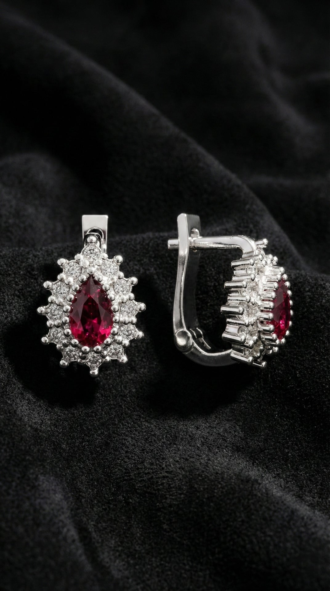 925 Ayar Gümüş Yakut Taşlı Damla Çocuk Küpesi