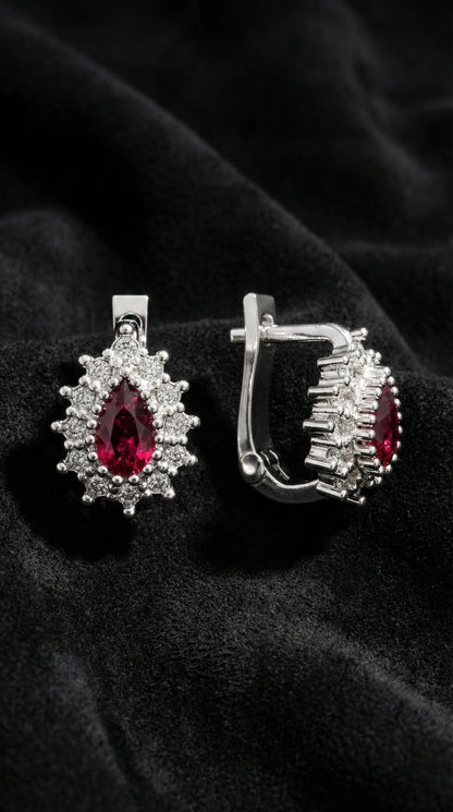 925 Ayar Gümüş Yakut Taşlı Damla Çocuk Küpesi