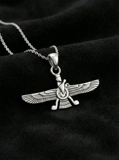 925 Ayar Oksitli Siyah Gümüş Ahura Mazda Unisex Gümüş Kolye