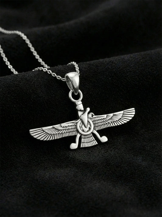925 Ayar Oksitli Siyah Gümüş Ahura Mazda Unisex Gümüş Kolye