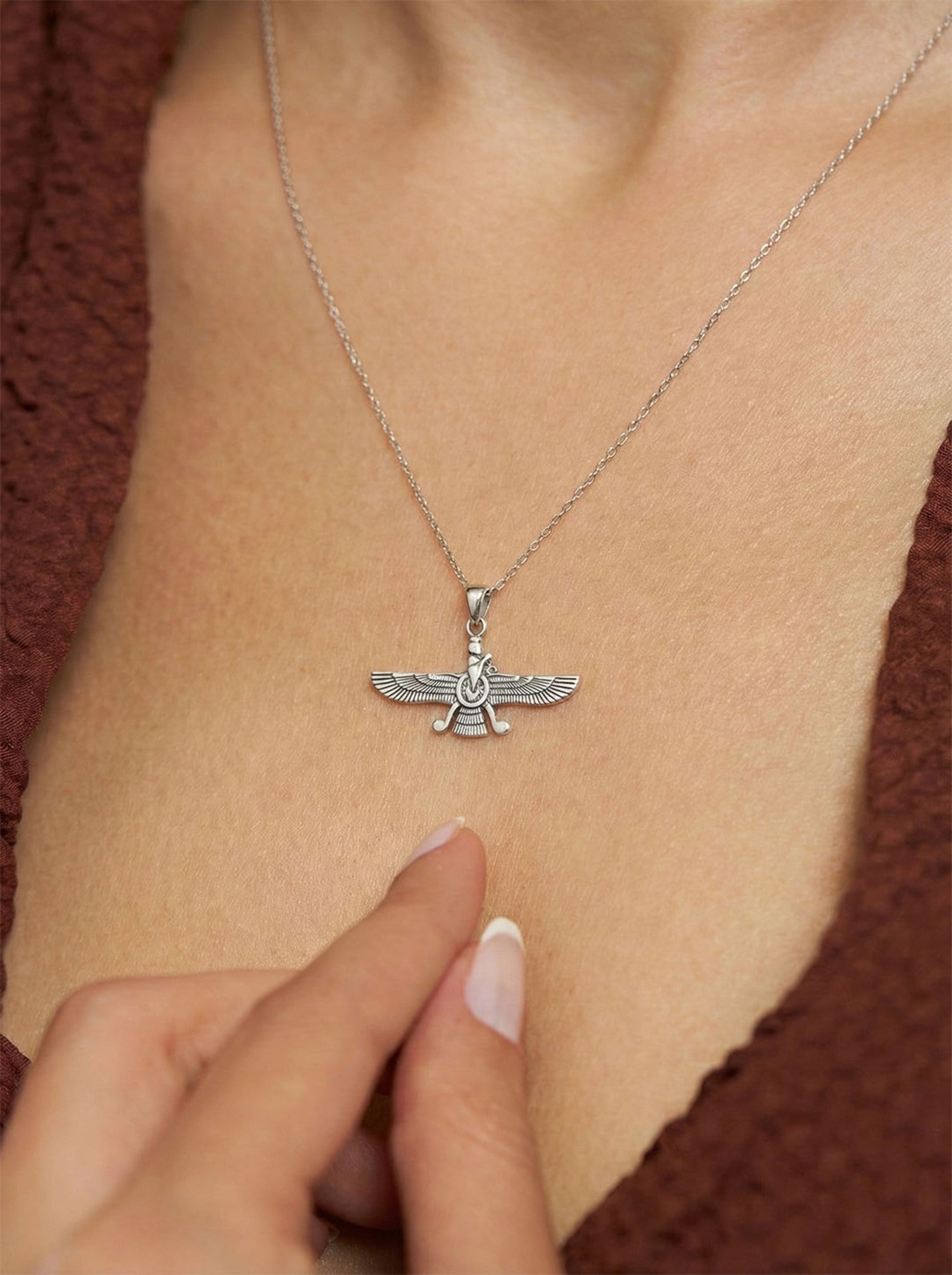 925 Ayar Oksitli Siyah Gümüş Ahura Mazda Unisex Gümüş Kolye