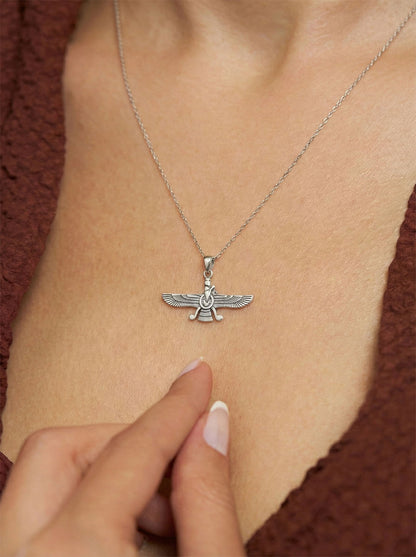925 Ayar Oksitli Siyah Gümüş Ahura Mazda Unisex Gümüş Kolye