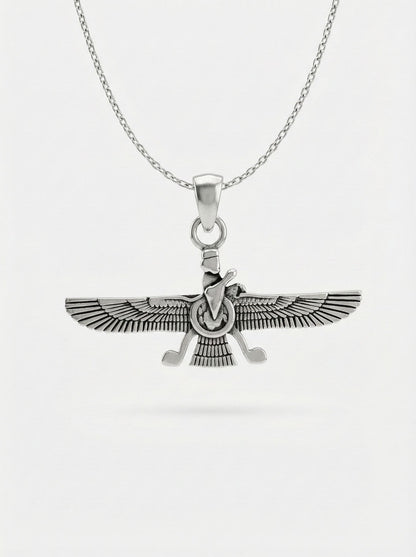 925 Ayar Oksitli Siyah Gümüş Ahura Mazda Unisex Gümüş Kolye
