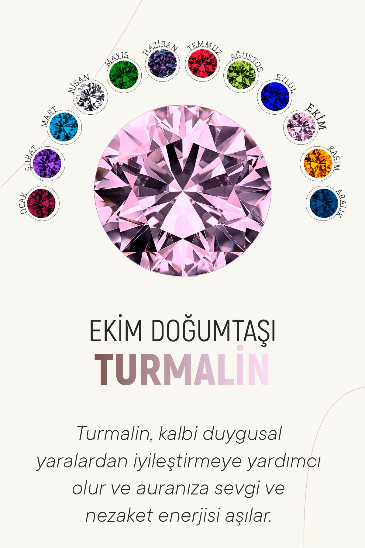 925 Ayar Ekim Turmalin Doğum Taşlı Rodyum Tektaş Baget Gümüş Kolye