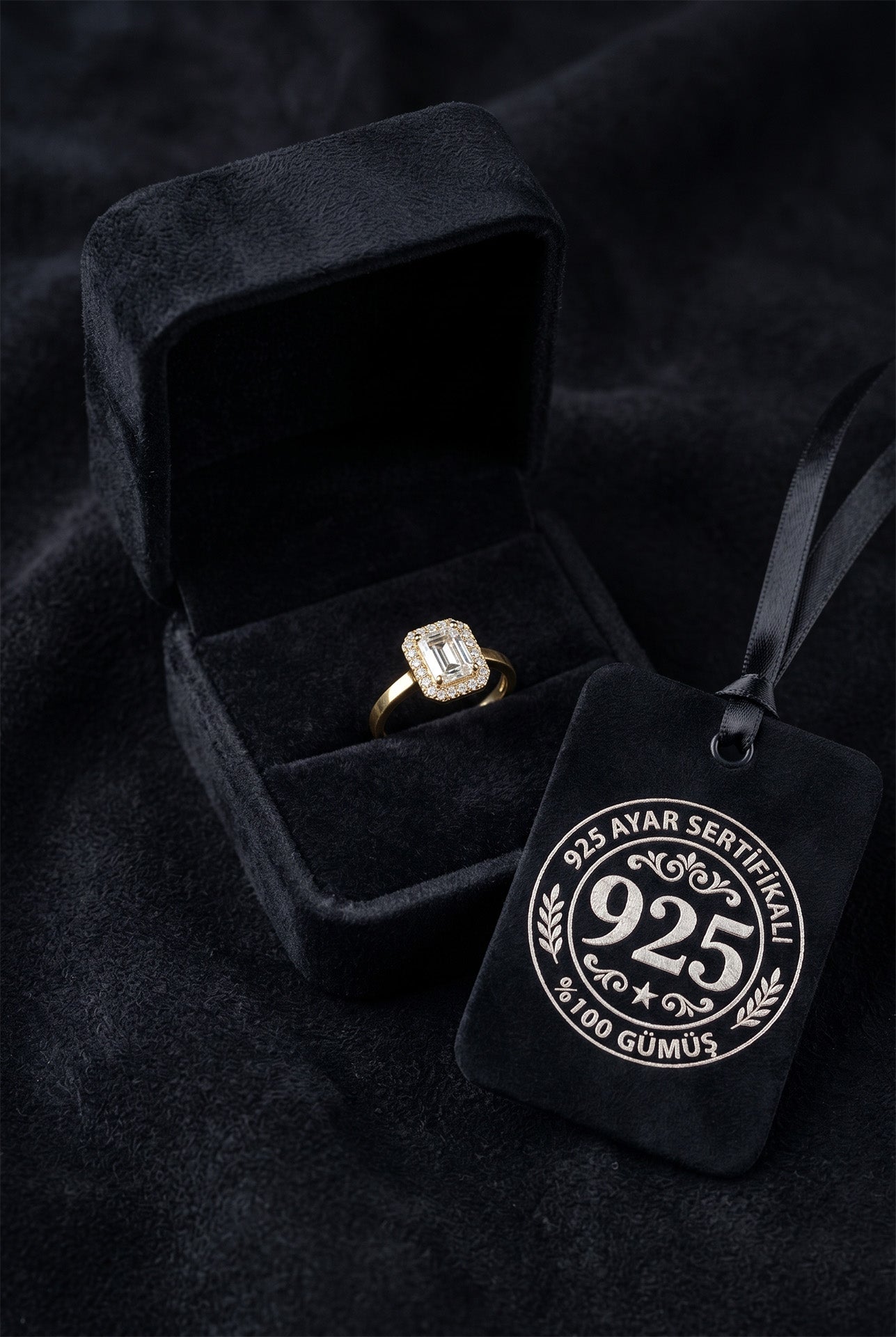 925 Ayar Zirkon Taşlı Gold Ayarlanabilir Baget Gümüş Yüzük