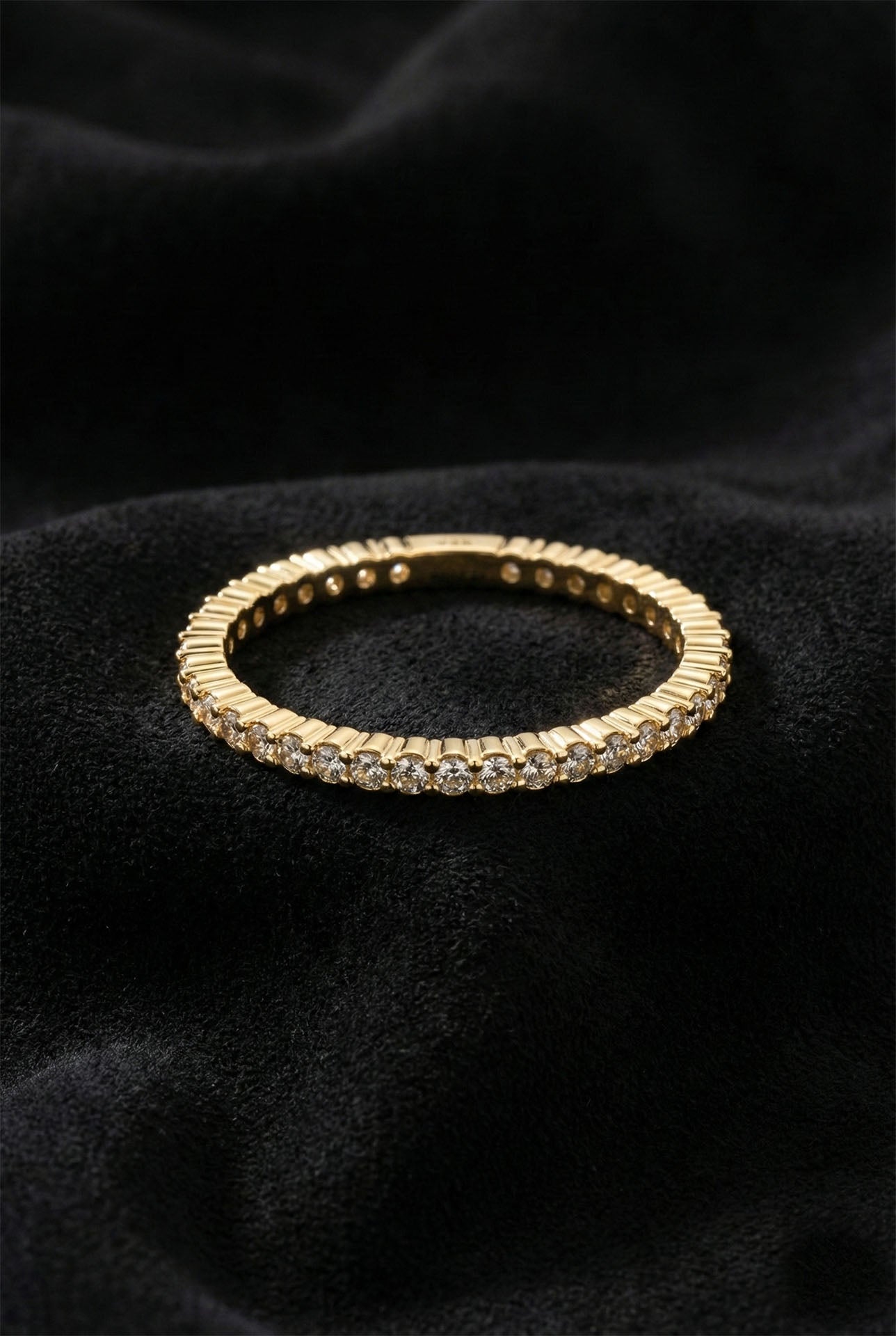 925 Ayar Zirkon Taşlı Gold Minimal Tamtur Gümüş Yüzük