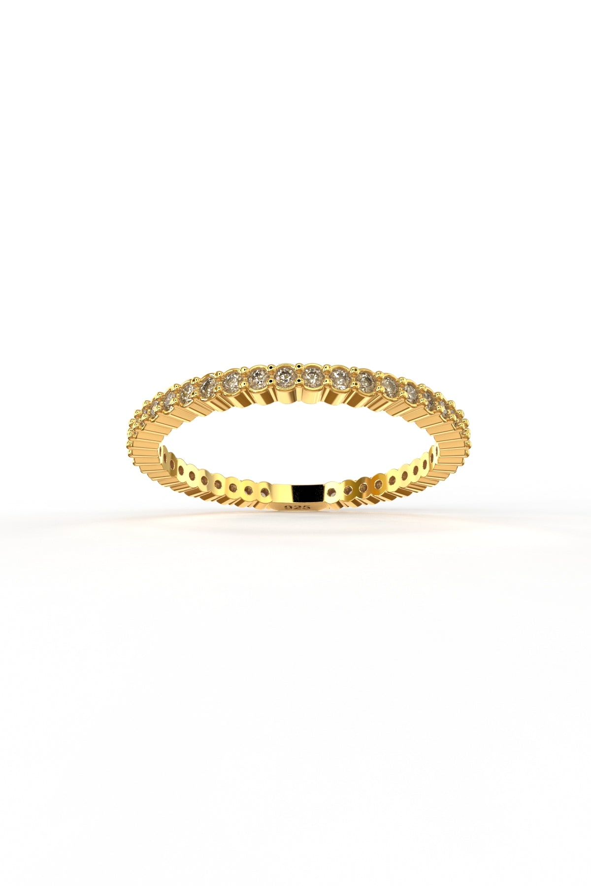 925 Ayar Zirkon Taşlı Gold Minimal Tamtur Gümüş Yüzük