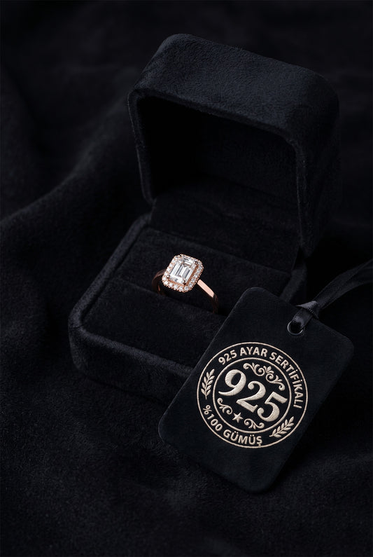 925 Ayar Zirkon Taşlı Rose Ayarlanabilir Baget Gümüş Yüzük