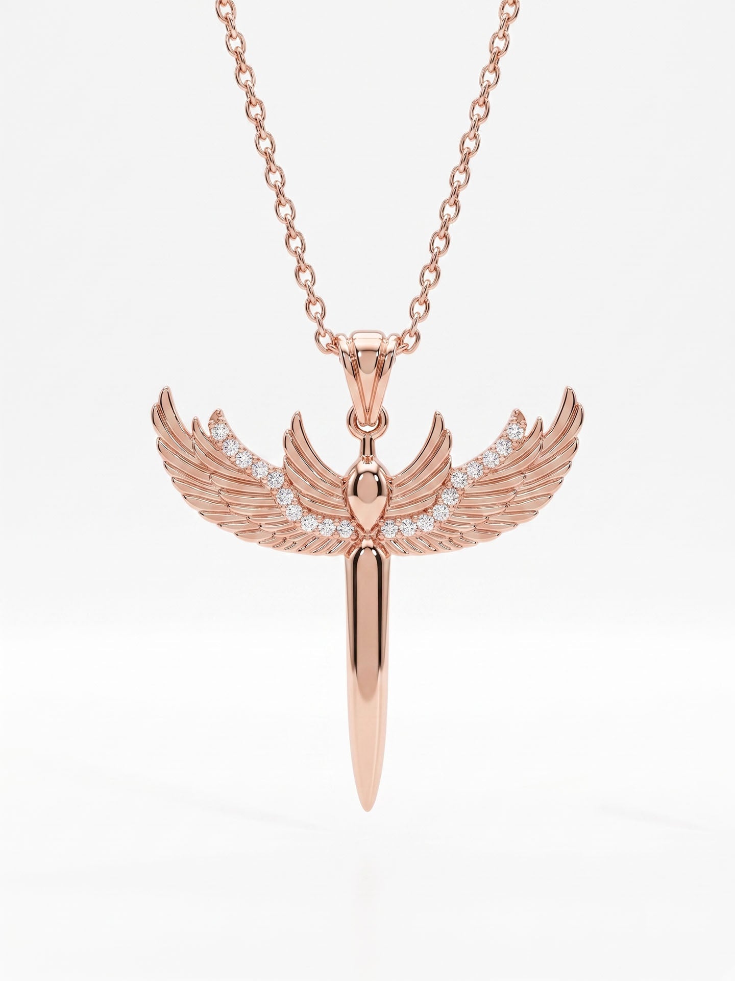 925 Ayar Zirkon Taşlı Rose Mikail Kılıcı Gümüş Kolye