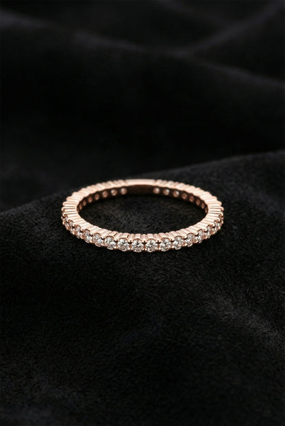 925 Ayar Zirkon Taşlı Rose Minimal Tamtur Gümüş Yüzük