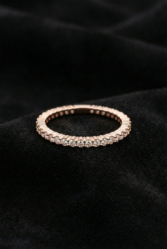 925 Ayar Zirkon Taşlı Rose Minimal Tamtur Gümüş Yüzük