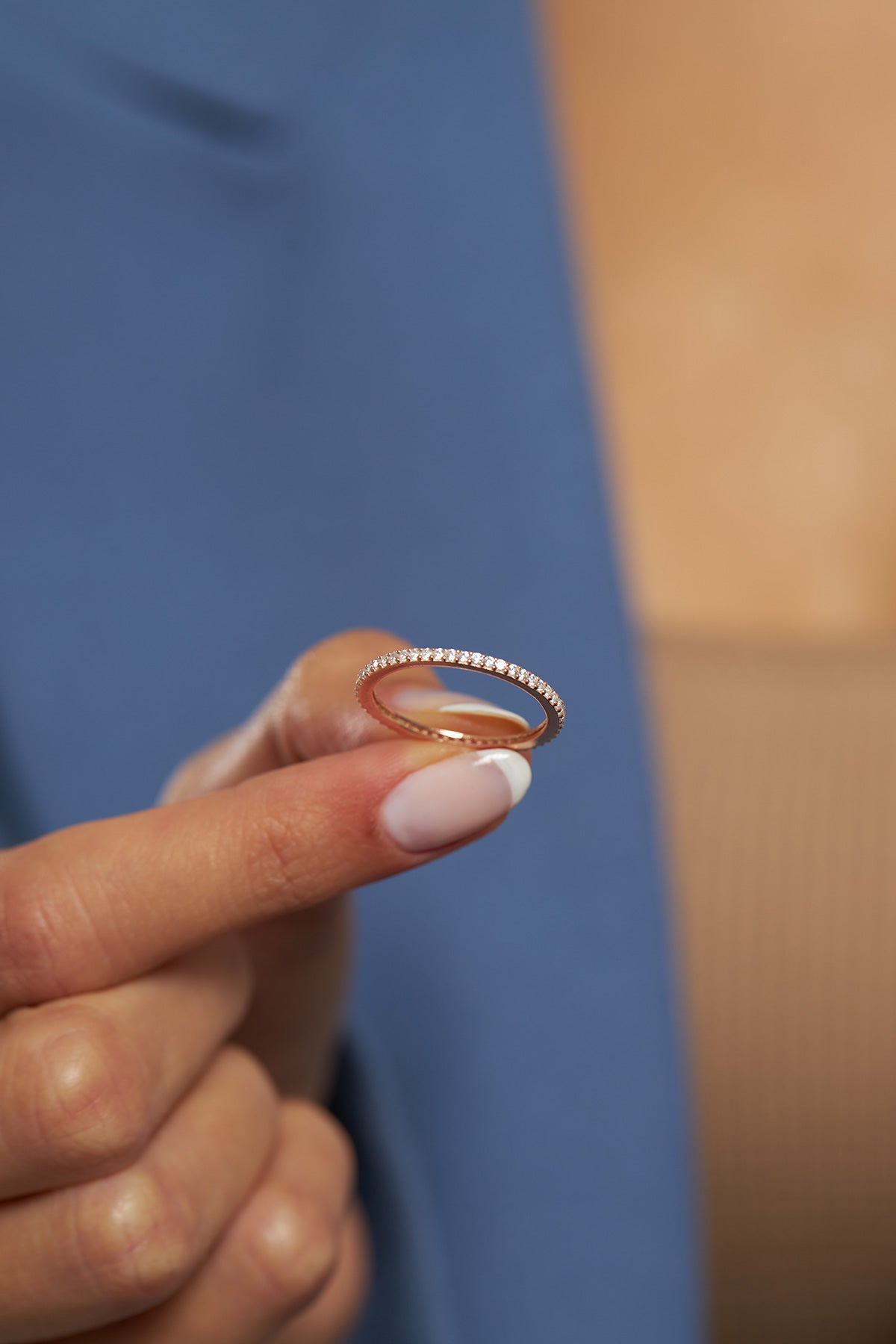 925 Ayar Zirkon Taşlı Rose Minimal Tamtur Gümüş Yüzük