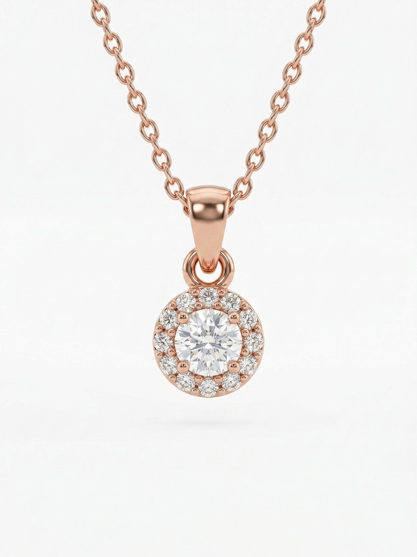 925 Ayar Zirkon Taşlı Rose Minimal Yuvarlak Anturaj Gümüş Kolye