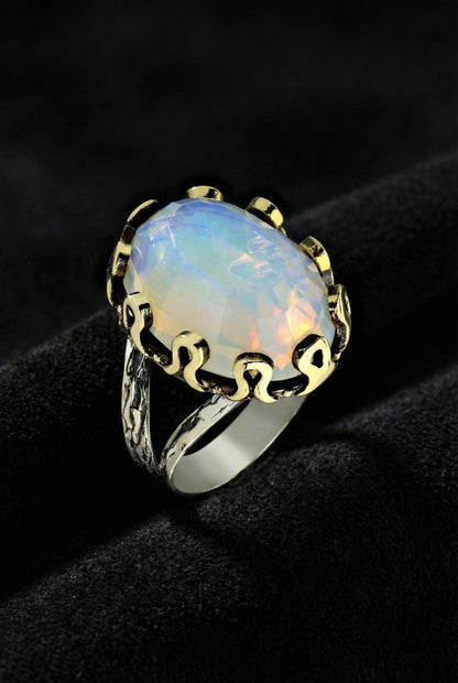 Ay Taşlı Otantik Gümüş Kadın Set