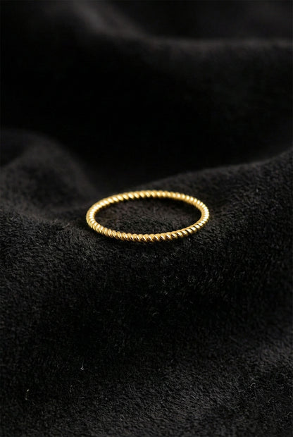 925 Ayar Burgu Desen Gold Minimal Gümüş Yüzük