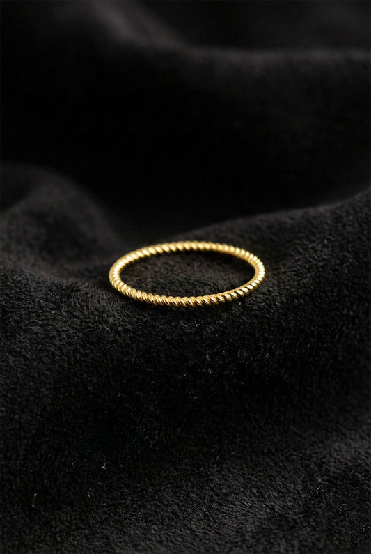 925 Ayar Burgu Desen Gold Minimal Gümüş Yüzük
