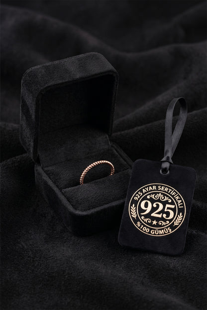 925 Ayar Burgu Desen Rose Minimal Gümüş Yüzük