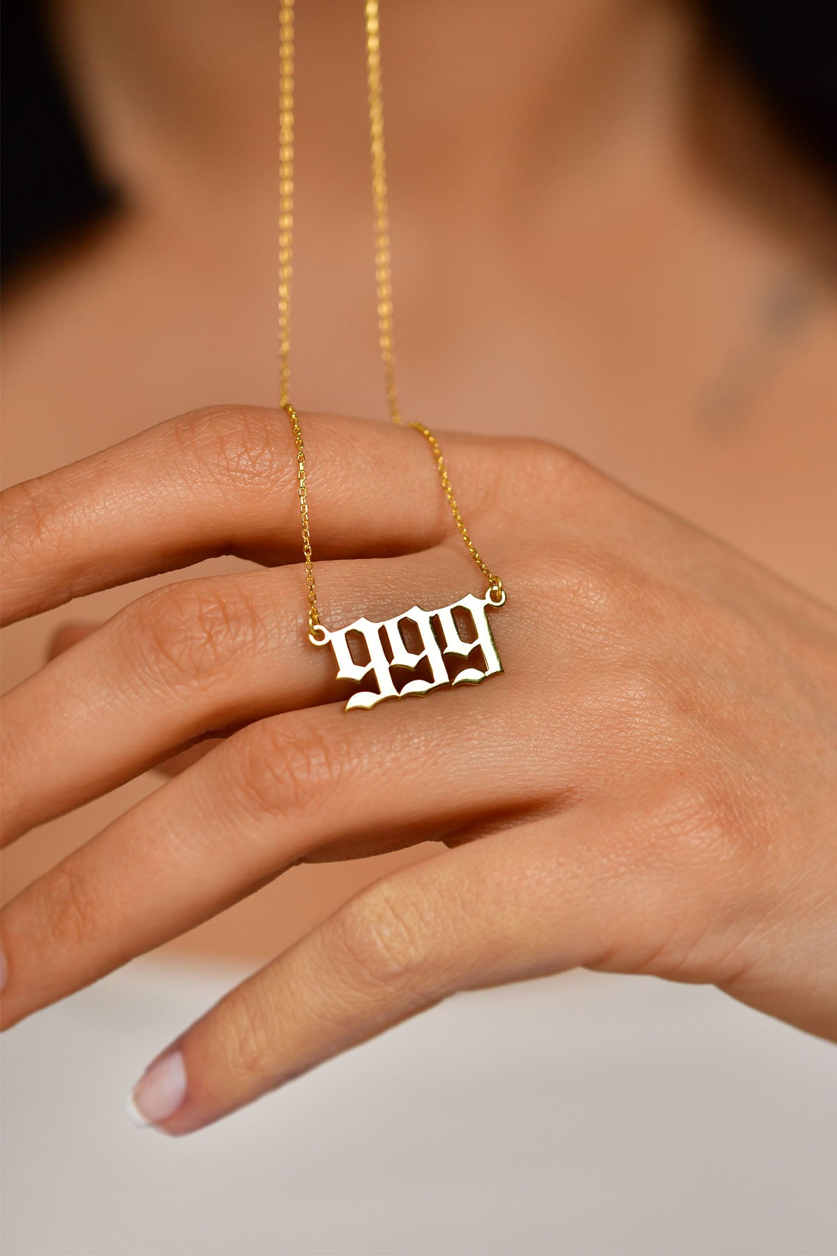 925 Ayar Gold 999 Melek Sayısı Gümüş Kolye