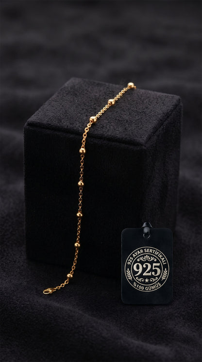 925 Ayar Gold Dorika Minimal Gümüş Bileklik