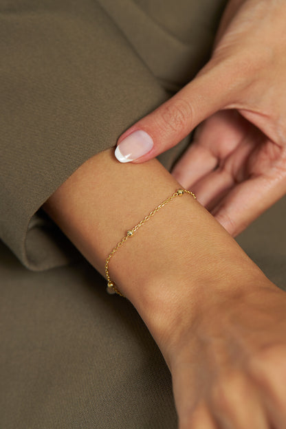 925 Ayar Gold Dorika Minimal Gümüş Bileklik