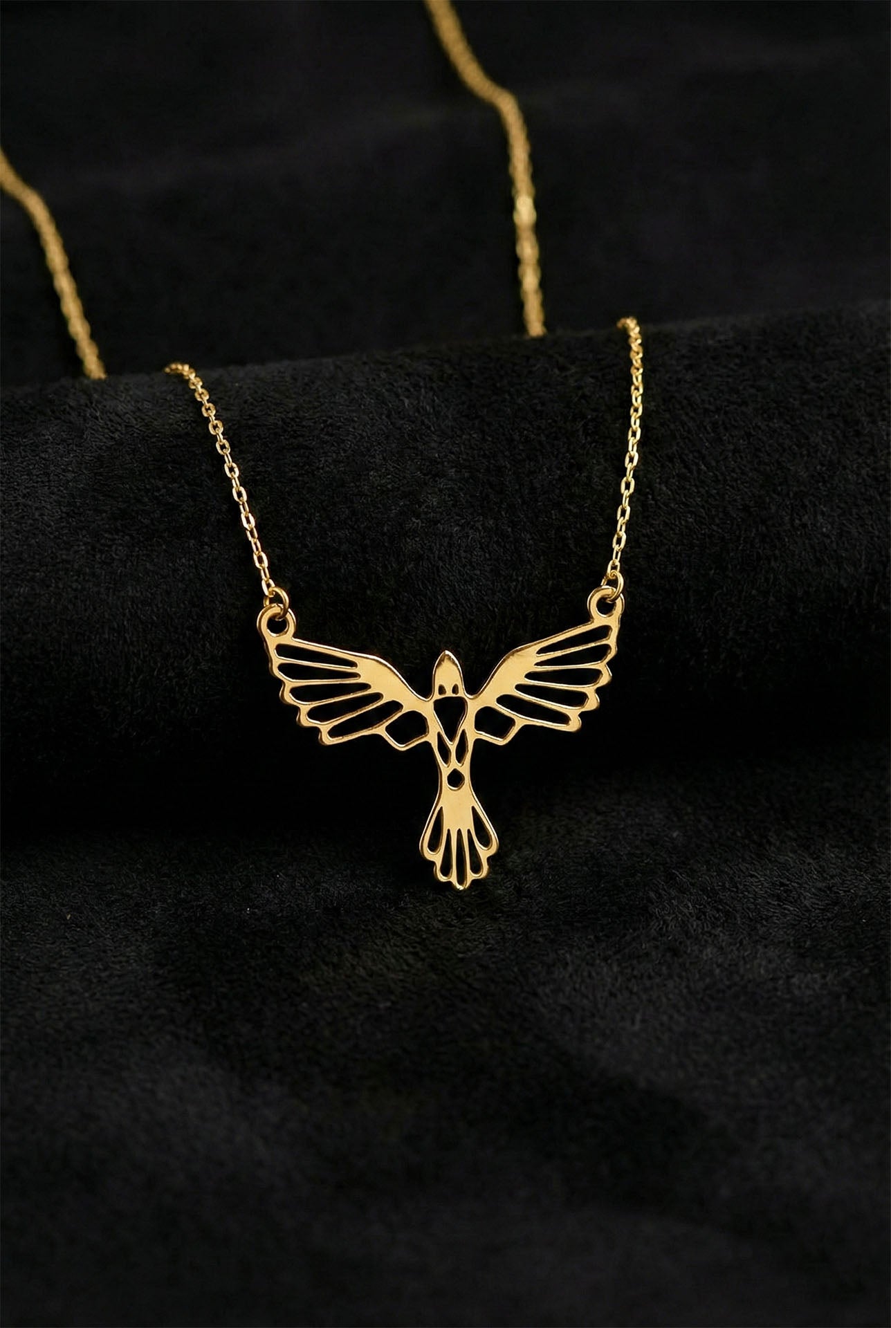 925 Ayar Gold Özel tasarım Zümrüdü Anka Kuşu Gümüş Kolye