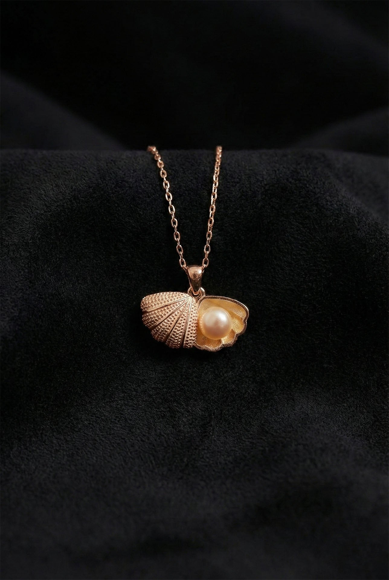 925 Ayar İnci Taneli Rose İstiridye Gümüş Kolye