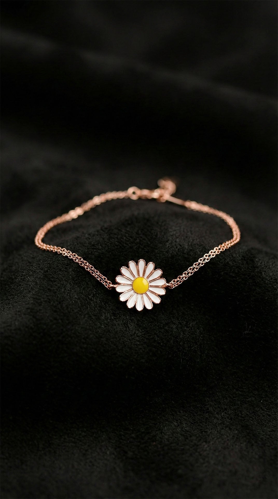 925 Ayar Mineli Rose Papatya Gümüş Bileklik