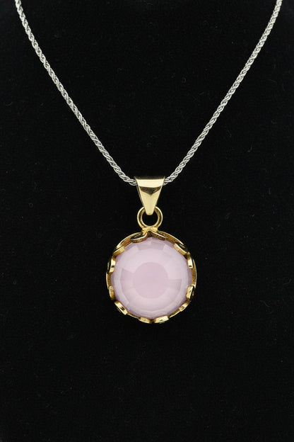 Pembe Kuvars Taşlı Vav Harfi Motifli Otantik Gümüş Kadın Set