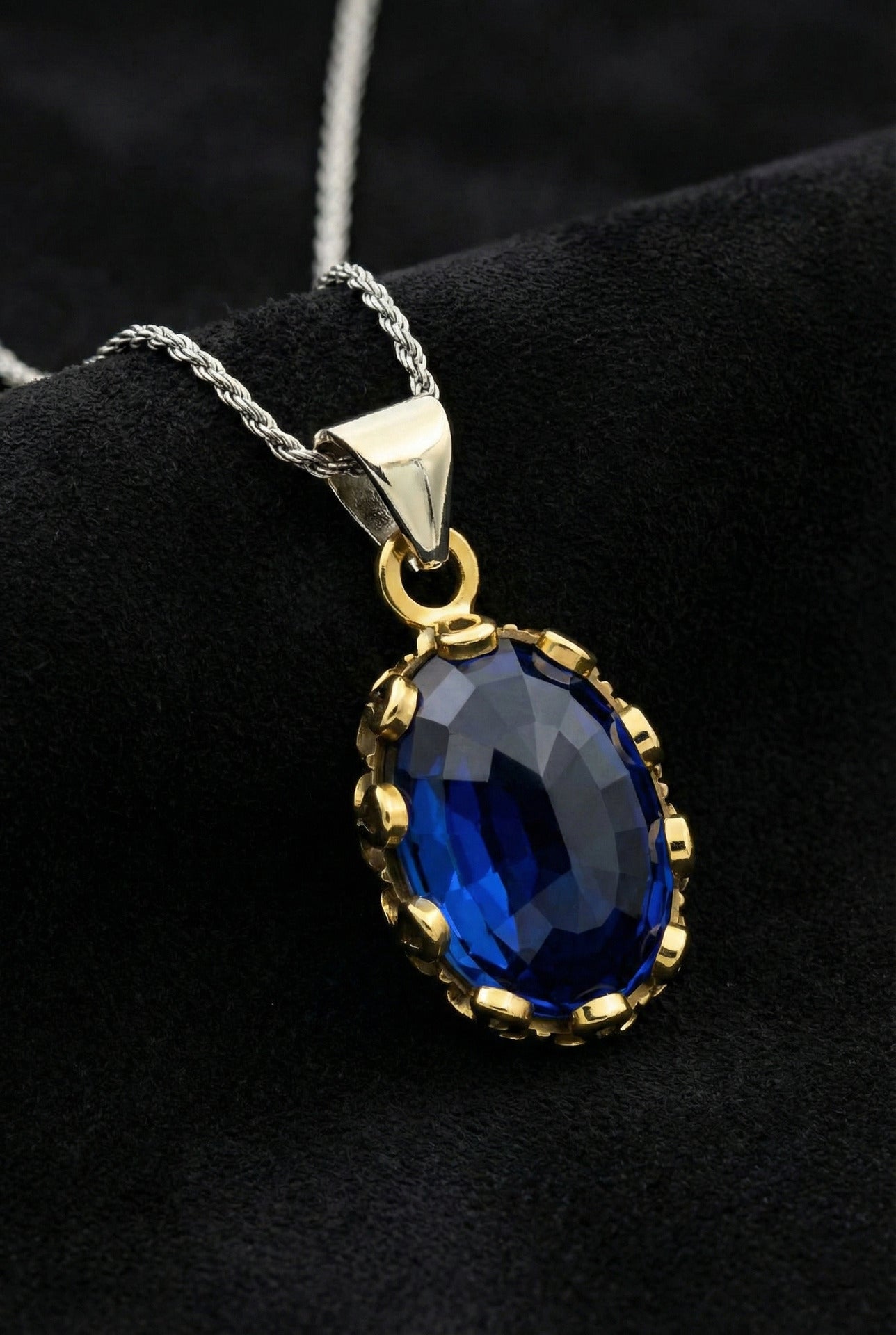 Safir Taşlı Otantik Gümüş Kadın Set