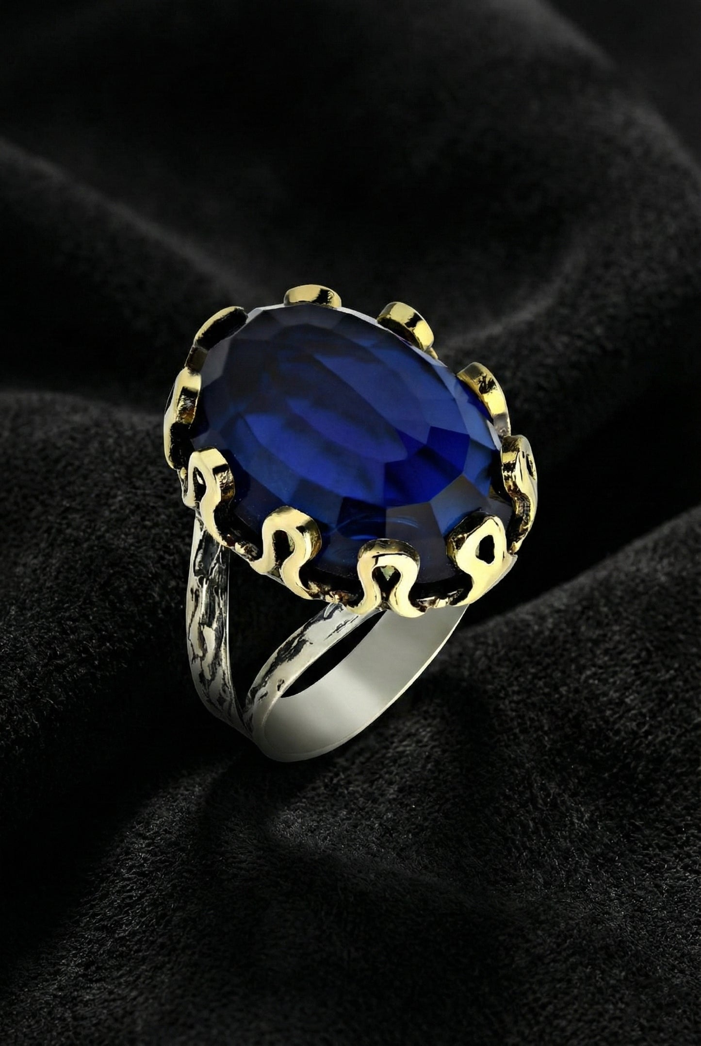 Safir Taşlı Otantik Gümüş Kadın Set
