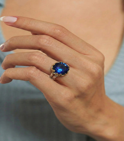 Safir Taşlı Vav Harfi Motifli Otantik Gümüş Kadın Set