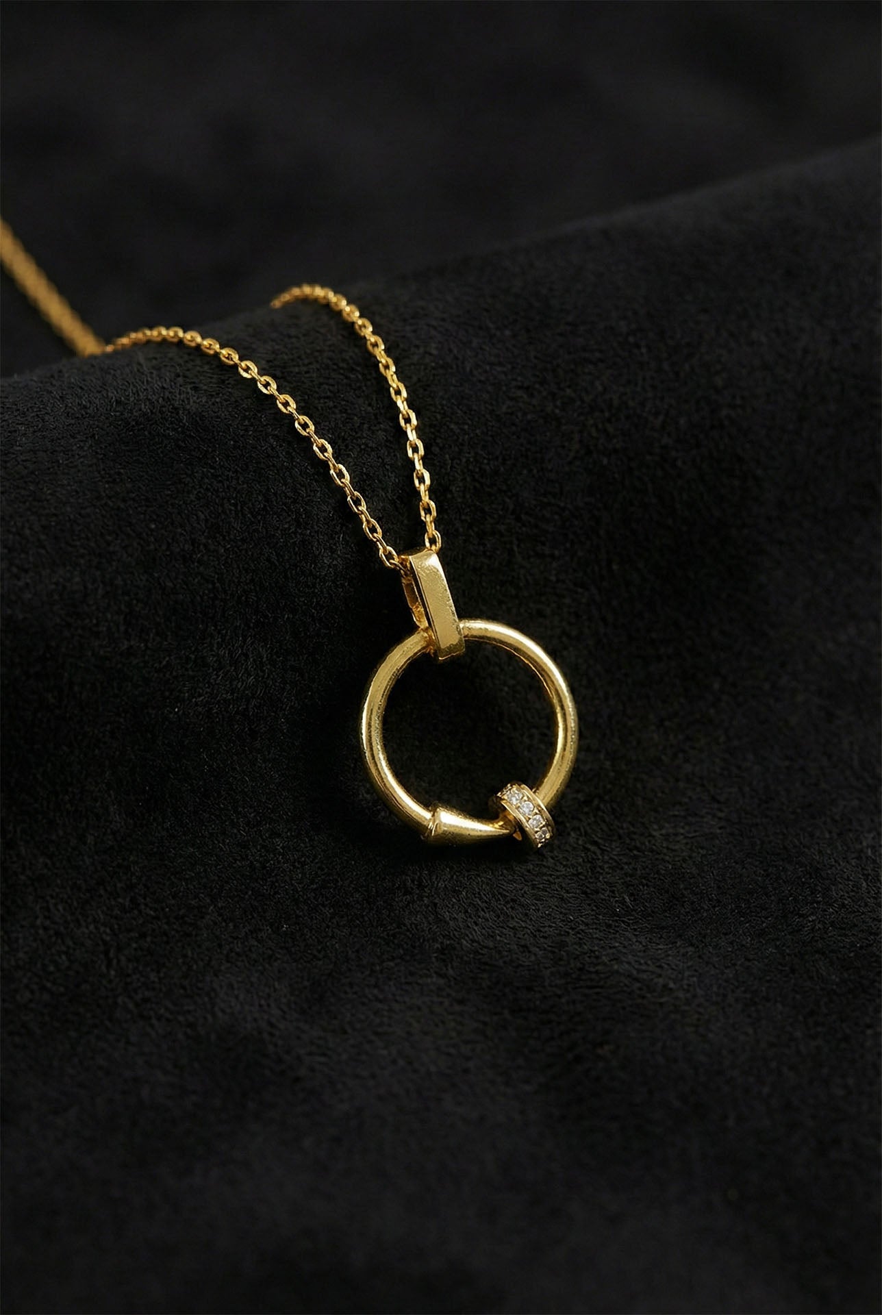 925 Ayar Zirkon Taşlı Gold Cartier Model Çivi Gümüş Kolye