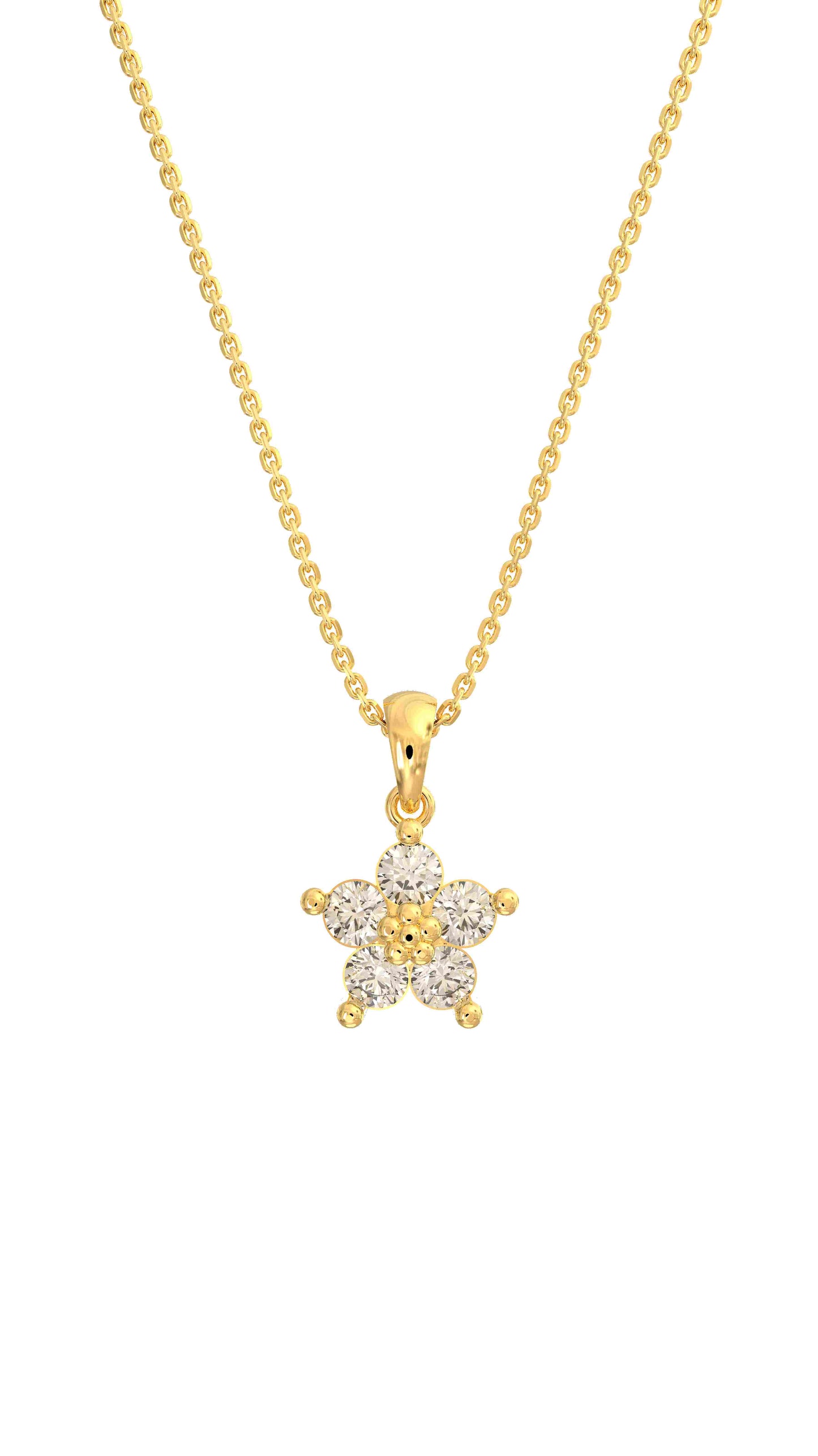 925 Ayar Zirkon Taşlı Gold Manolya Çiçeği Gümüş Kolye