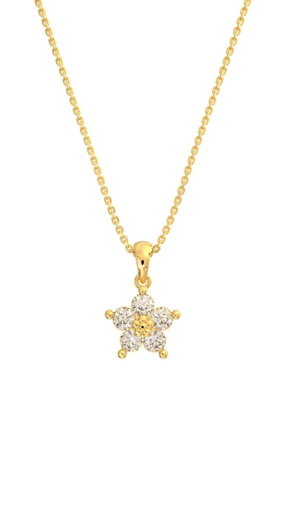 925 Ayar Zirkon Taşlı Gold Manolya Çiçeği Gümüş Kolye