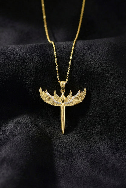 925 Ayar Zirkon Taşlı Gold Mikail Kılıcı Gümüş Kolye